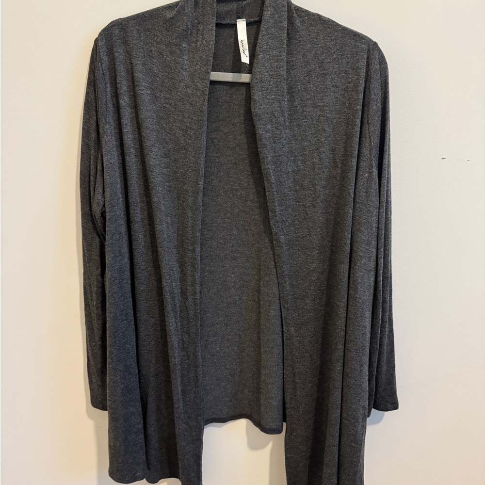 Elegant Charcoal Open Front Cardigan